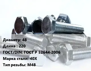 Болт 48х220 ГОСТ Р 52644-2006 Сталь: 40Х М48